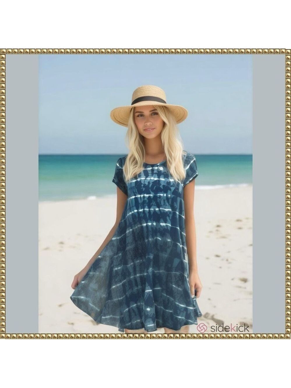 Exist Tie Dye A Line Dress Blue White Medium